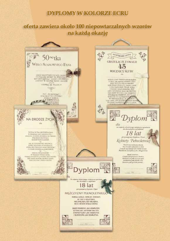 Dyplomy w kolorze ekri
